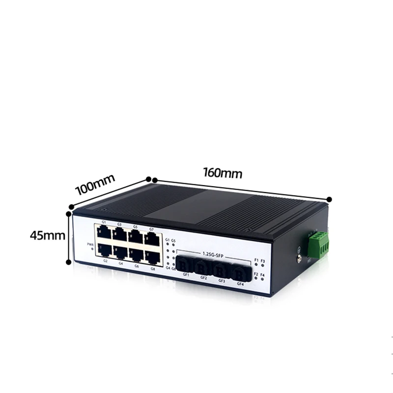 

4 SFP 8 Port 1000Mbps DIN-Rail Ethernet Switch -40 To 185°F IP40 Fiber Gigabit Industrial Fiber Switch 4 SFP 8 RJ45 Network
