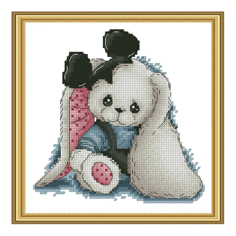 The cross-stitch set 28CT, 18CT, 14CT and 11CT can be selected as the hand-made material pack of printed fabric saga cute rabbit