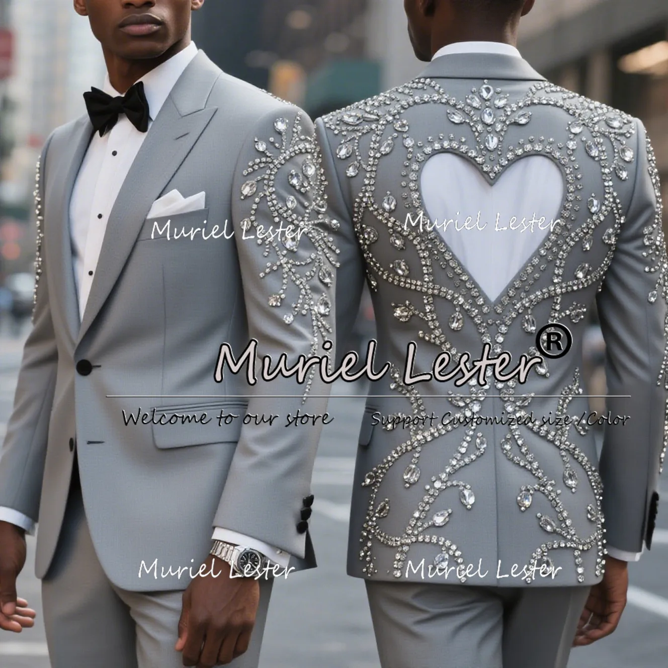 

Metallic Jewelry Stones Suit Men 2 Pieces Sets Groom Wedding Tuxedos Customized Male Fashion Prom Blazer costumes hommes 2025