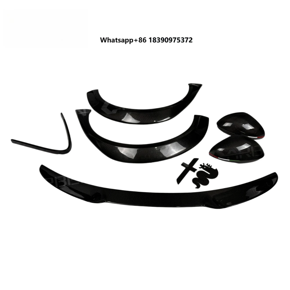 Carbon Fiber Body Kit, Mirror Covers, Wheel Arches, Rear Diffuser and Grille Emblem, Upgrade Kit for Alfa Romeo Giulia