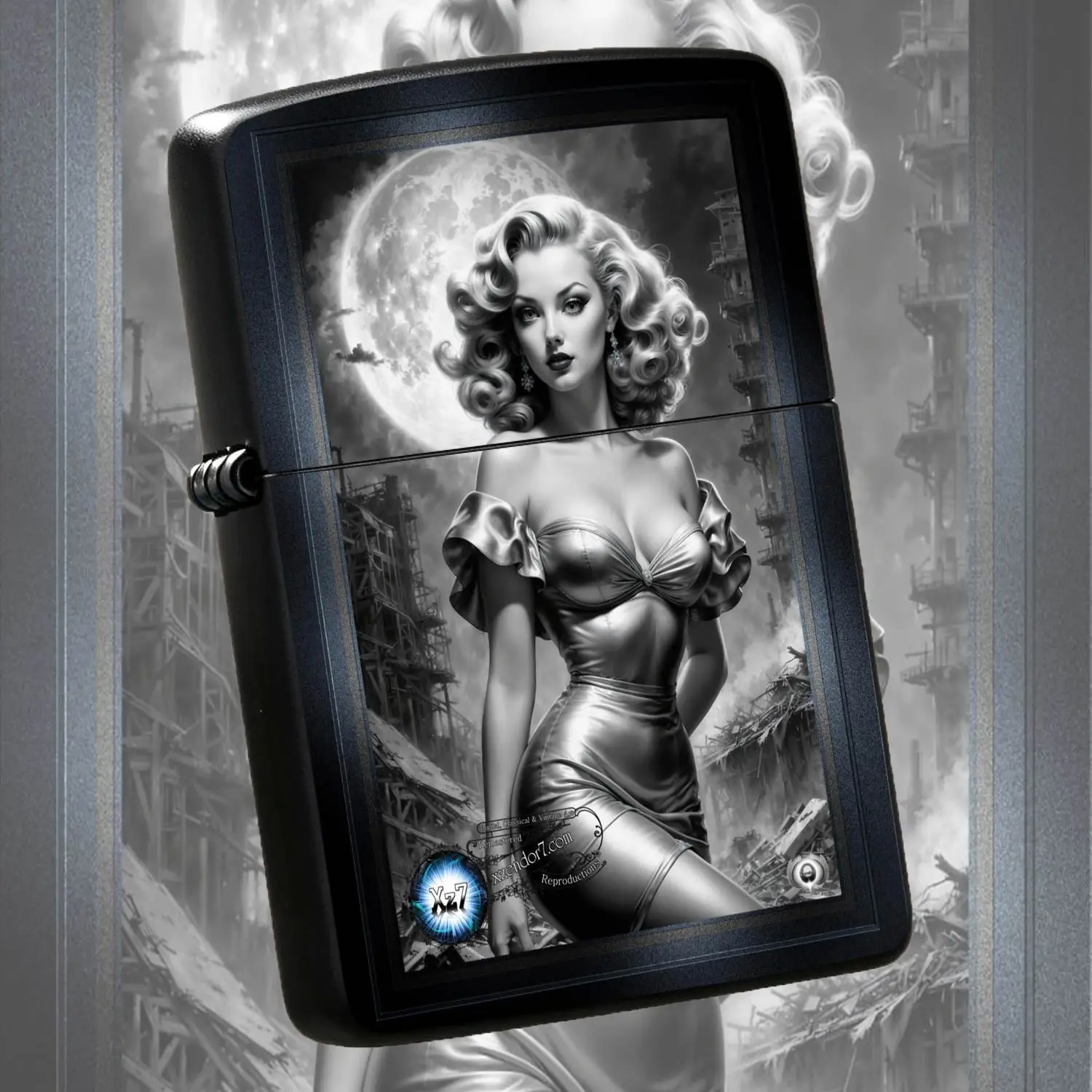 Vintage Full Moon Retro Pin-Up Art Lighter, Elegant 1950s Style Lady Pattern Portable Igniter, Ideal for Daily Use, Gifting, Collection, All Occasion Practical Decor Accessory A Humorous And Interesti A Humorous And Interesting Lighter