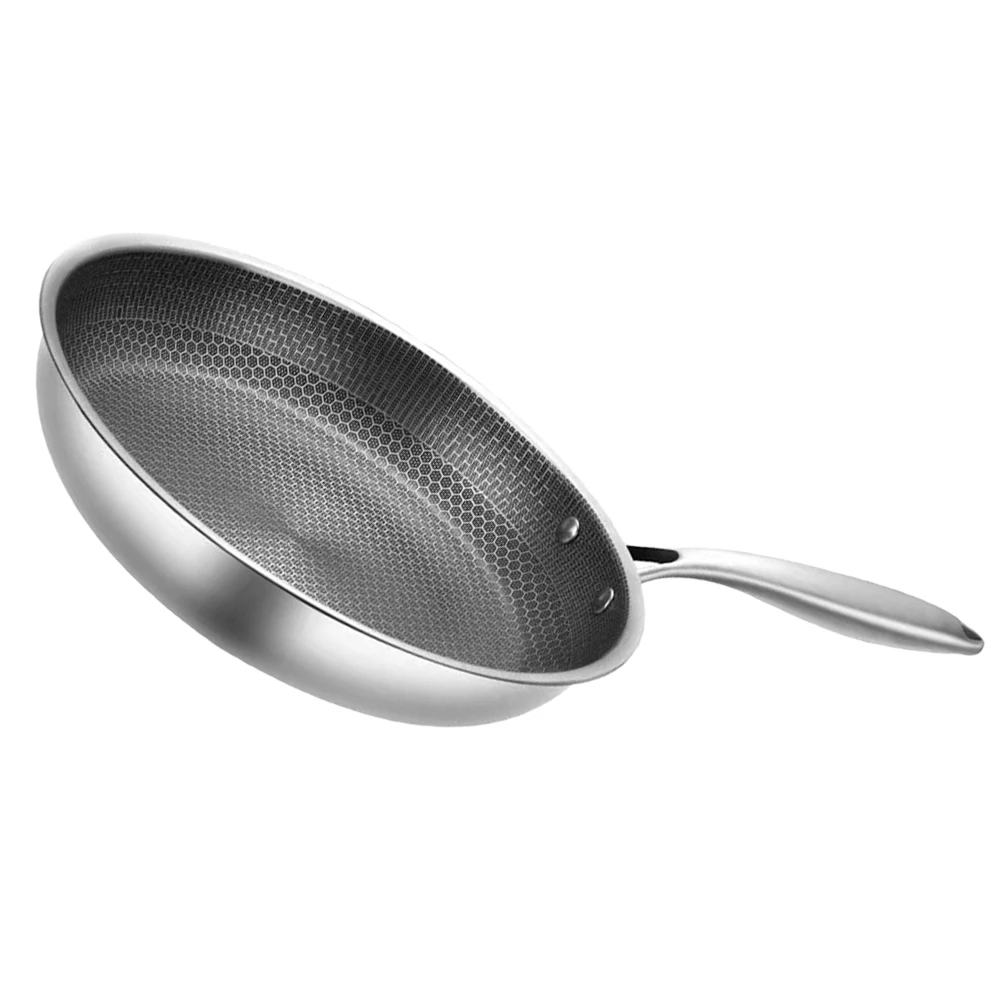 Stainless Steel Wok Non Stick Frying Pan Structure Chinese Wok Honeycomb Double Sided Stir-Fry Pan Non-Stick Cookware Cooker