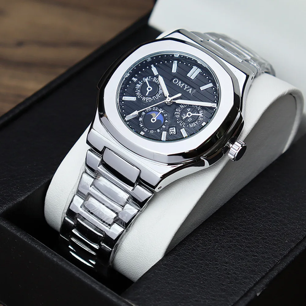 

Classic Decorative dial Fashion Quartz Watches Men Top Luxury Wristwatch Day Date Watch Men Waterproof Steel Male AAA Clock