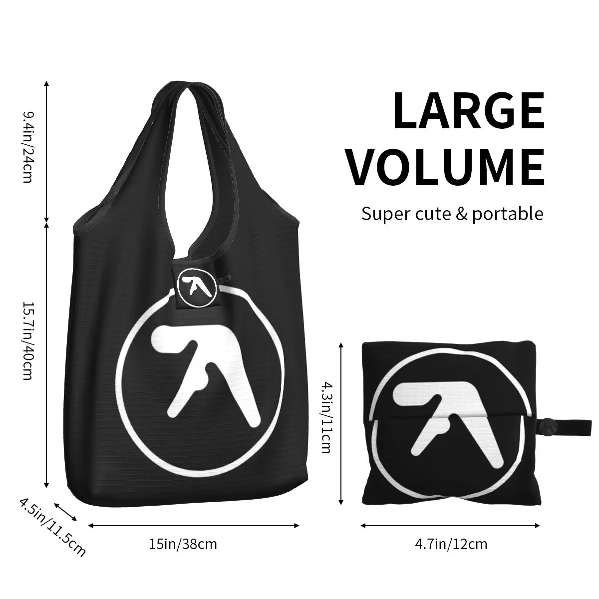 Reusable Aphex Twin Shopping Bags for Groceries Foldable Grocery Bags Washable Sturdy Large Tote Bags