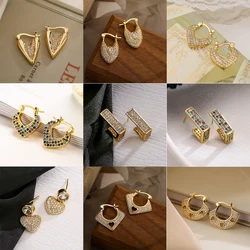Glamorous Vintage Cubic Zirconia Earrings For Women, Delicate Bling OL Hoop Earrings Party Dating Wedding  Jewelry