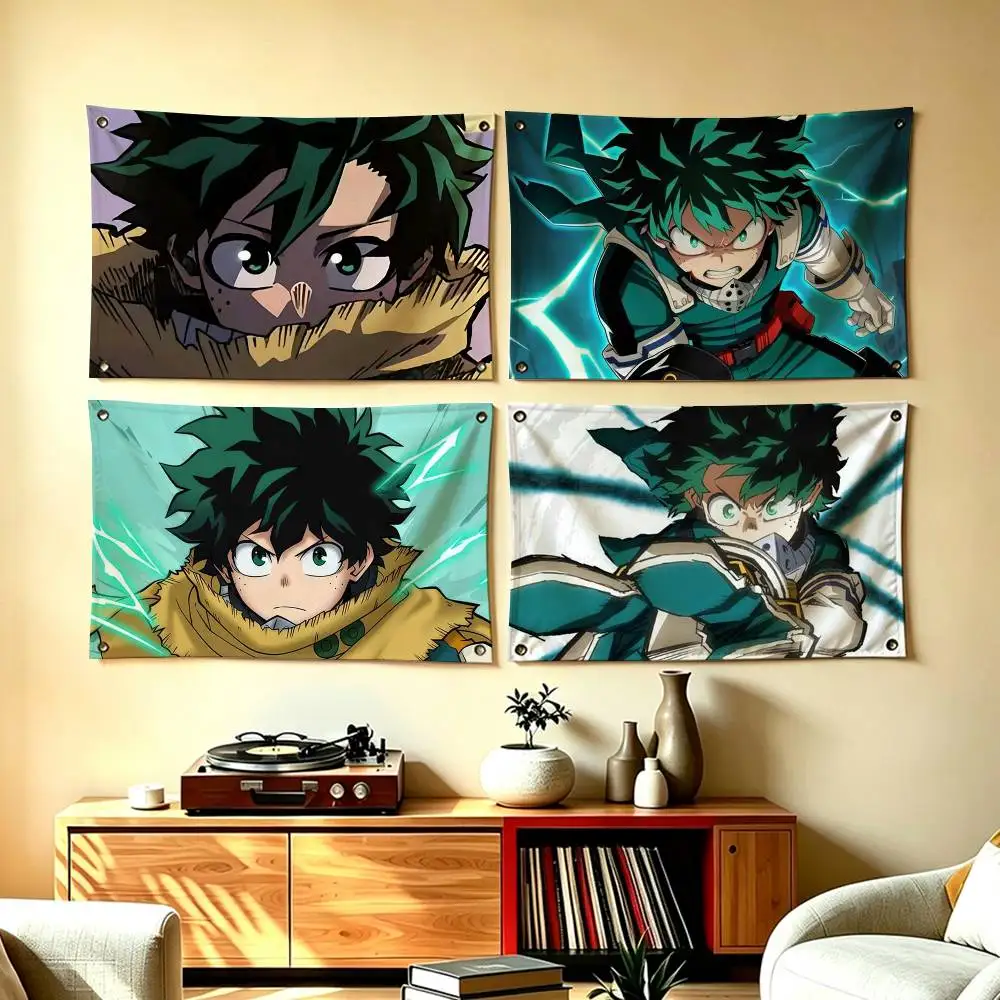 Izuku Midoriya Cool Anime Character  Flags for Bedrooms Home Decor Items Outdoor Decors Garage Decoration Flaga