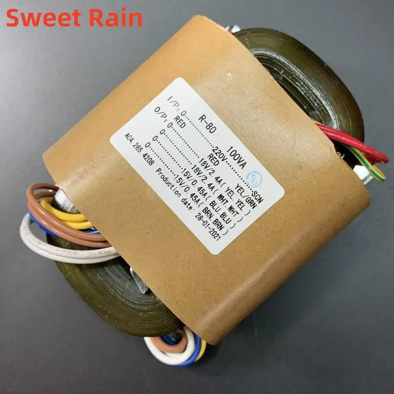 100W double 18V+double 15V R type power transformer R cattle audio transformer 1875 power transformer 18Vx2 + 15Vx2 100W R-Core