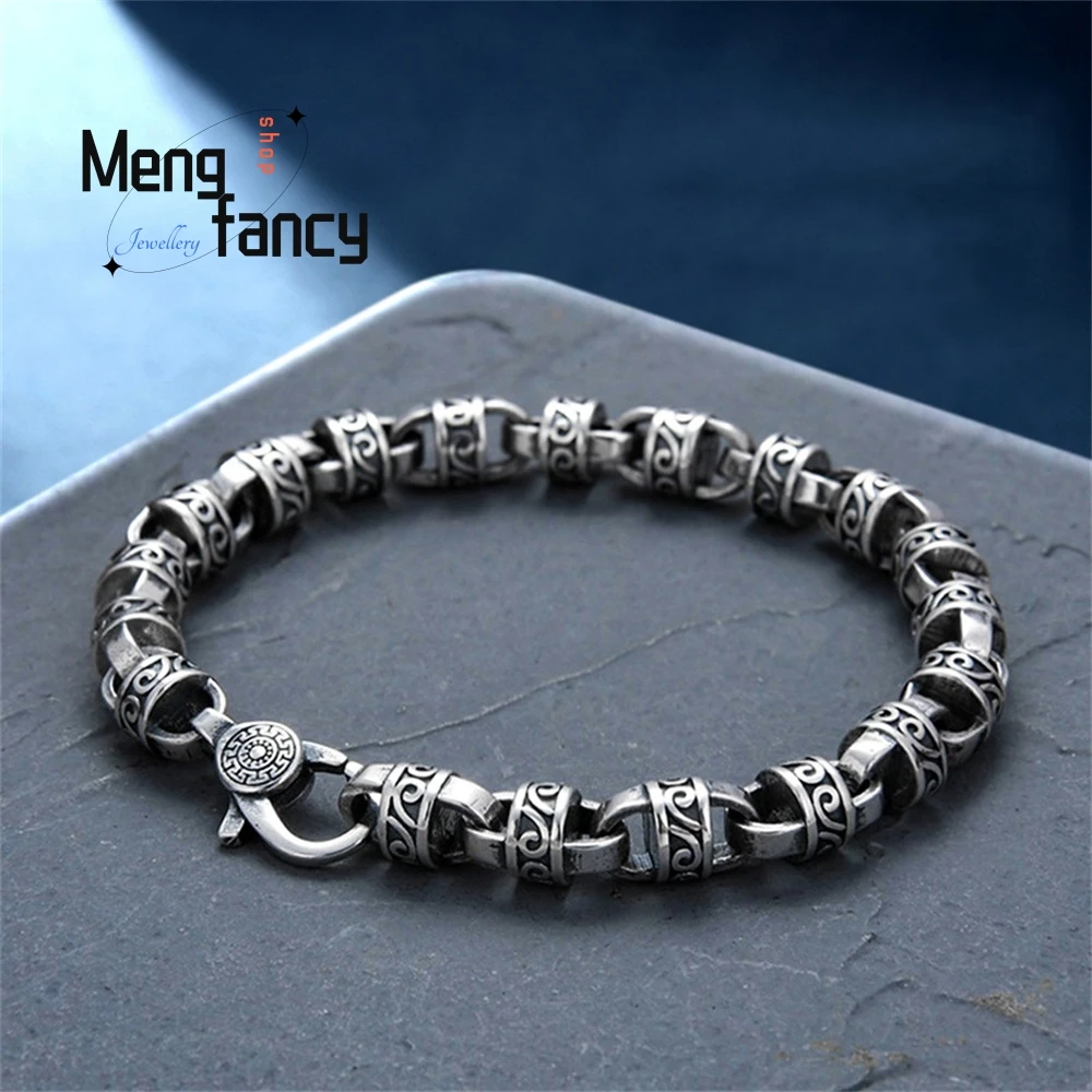 

Tang Grass Pattern Eternal Teng Bracelet For Men, Retro Jewelry, National Trend, Individualistic Hip - hop Fashion Jewelry Elega
