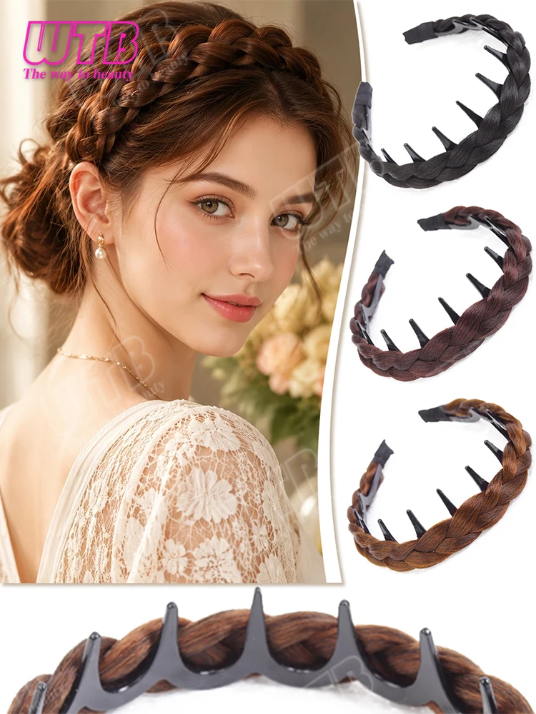 Synthetic Braided Headband Wig Voluminous Twisted Braid Style Headband Wig Suitable for Daily Wear Festivals Events and Weddings