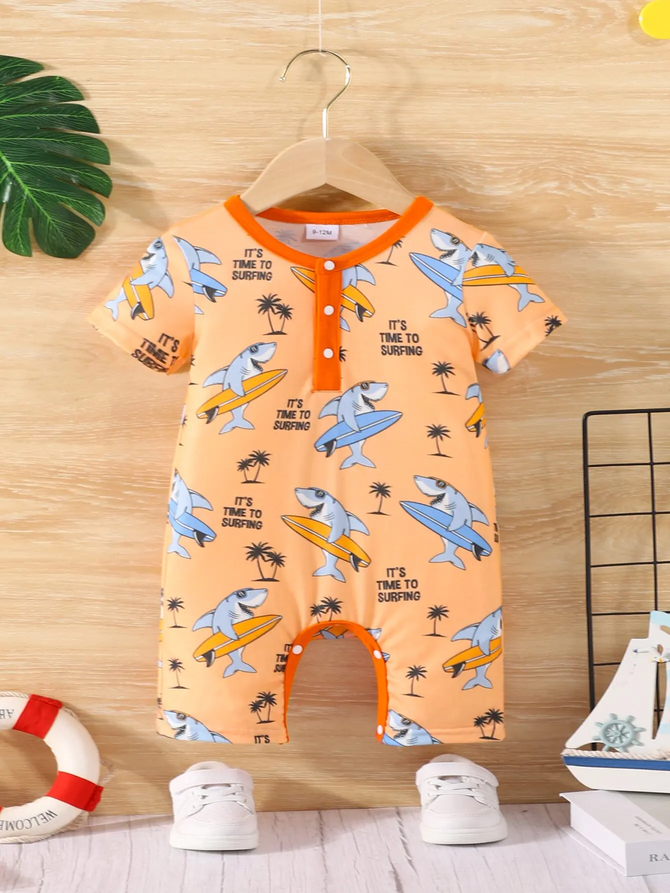 Summer Baby Boy Baby Basual Bomfortable Breathable Cute Short Sleeve Shorts Onesie Dinosaur Print Onesie