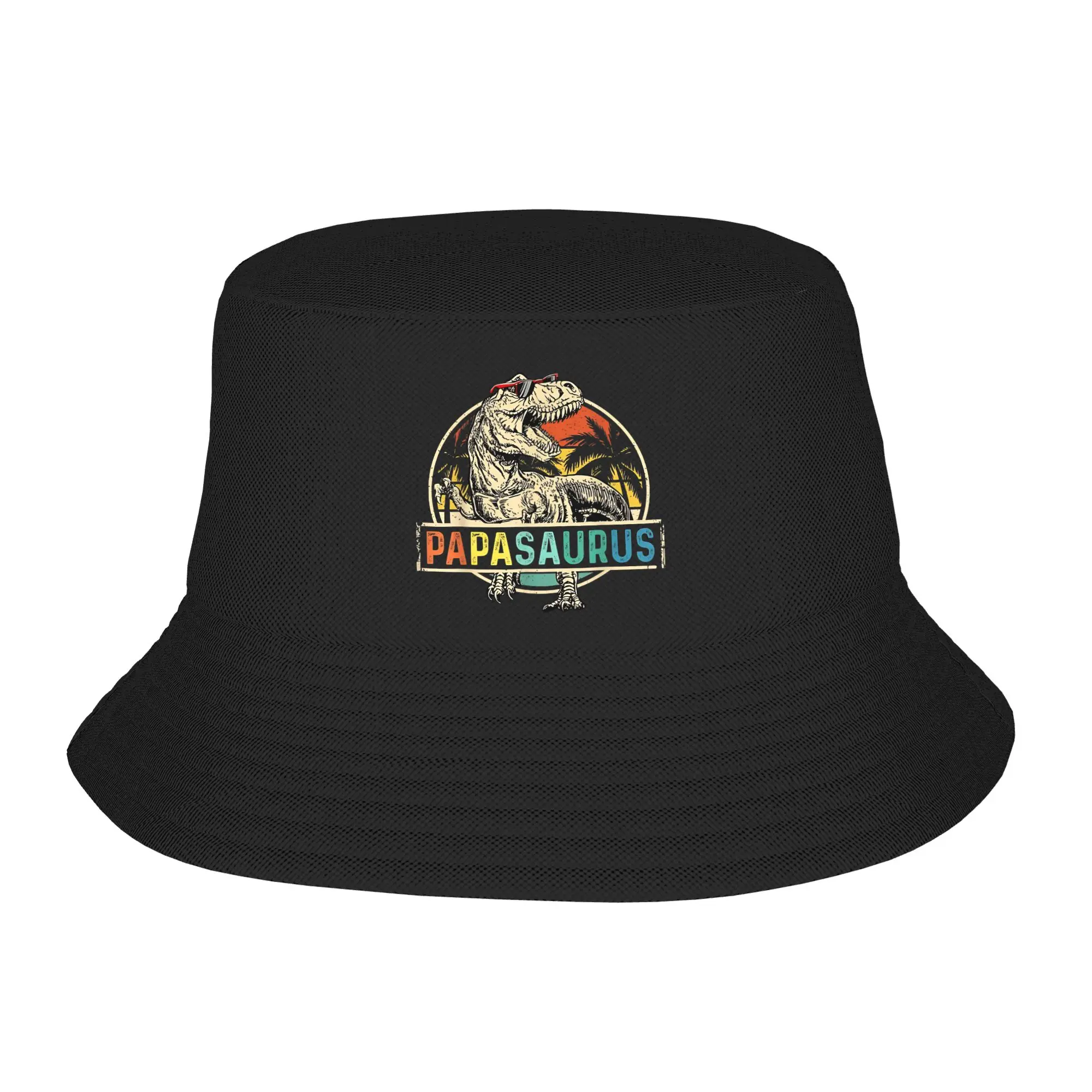 Men Women Papasaurus T Rex Shirt For Papa Bucket Hat Personality Fisherman Hats Summer Korean Vacation Caps Hawaii Sunscreen Hat