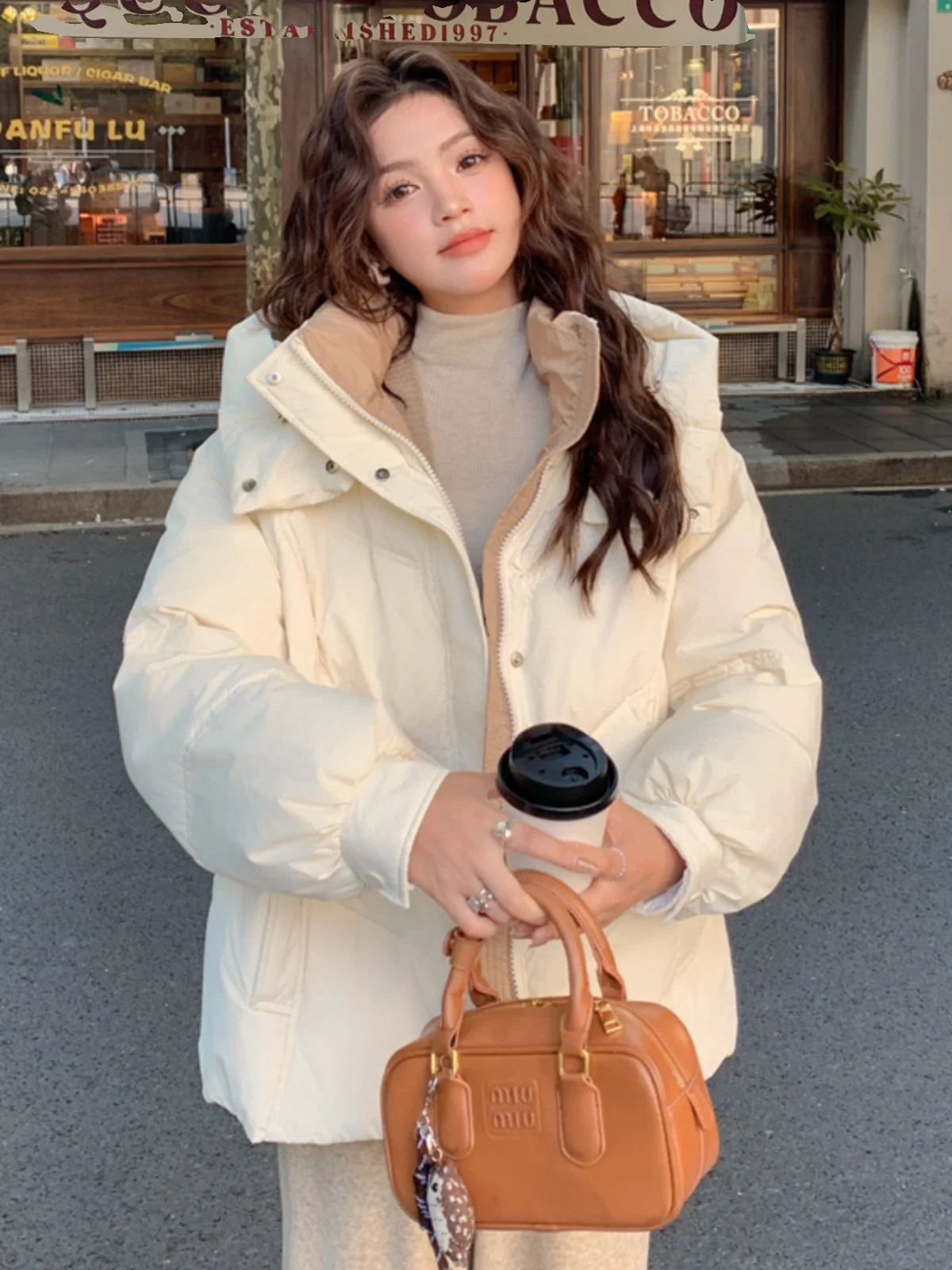 블라 오르트 다운 자켓 여성용 겨울 코트 면 의류 2025년 신상품 슬림핏 아우터웨어 스트레이트 컷 롱 슬리브