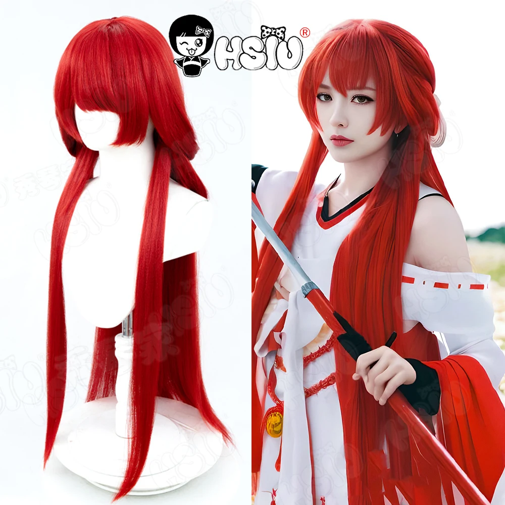 Uesugi Erii Cosplay Wig HSIU 100CM Special Red Long Hair Synthetic Wig+Wig cap Anime Dragon Raja Uesugi Erii Cosplay