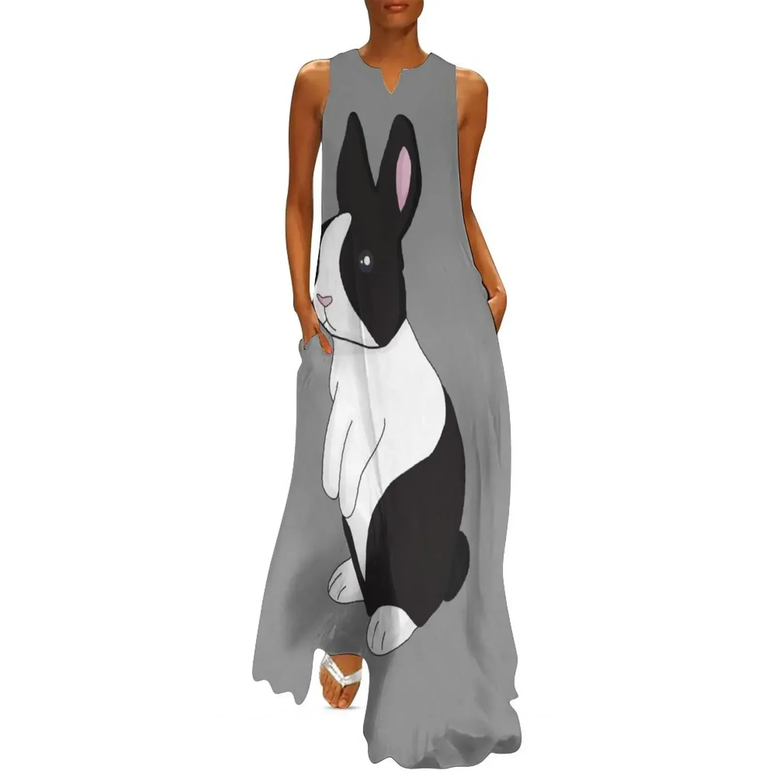 

Black And White Dutch Rabbit Long Dress purple dress summer clothes for women dress summer