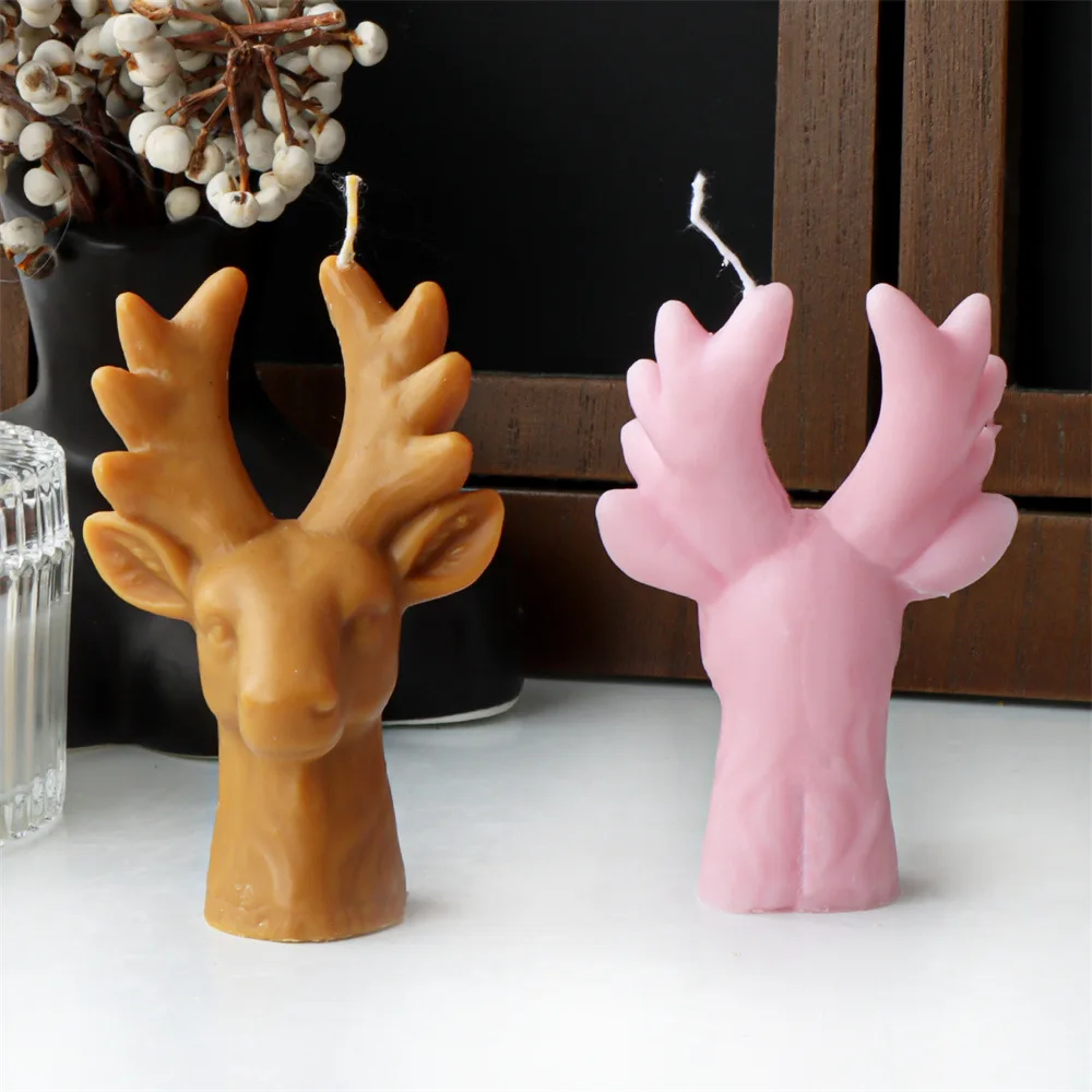 Elk Deer Head Silicone Mold Gypsum form DIY Handmade Plaster Candle Ornaments Handicraft Mold Hand Gift Making Kitchen Accessori