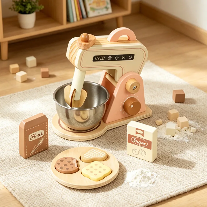 kids-wooden-stand-mixer-bake-toy-kit-simulation-cookie-flour-sugar-playset-educational-role-play-game-for-kids-birthday-gift