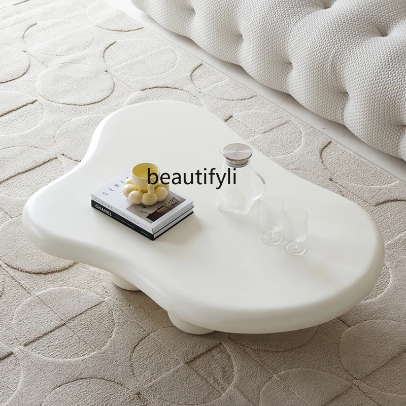 

HJ Beige Tea Table Small Apartment Living Room Shaped Cloud Tea Table