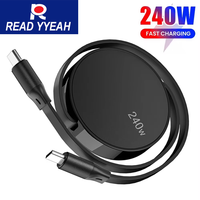 240W USB C to USB C PD Cable for iPhone 15 Pro Max PD Fast Charging Data Cord Retractable Type C Charger Cable Wire for Notebook