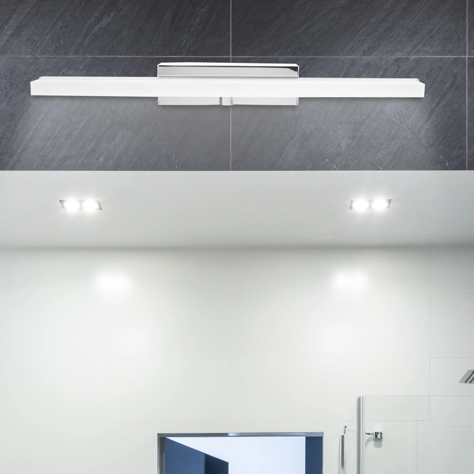 

Bathroom Mirror LED Light Waterproof Anti-Fog White Stainless Steel Base Vanity Wall Lamp Modern Design LED Mirror Light