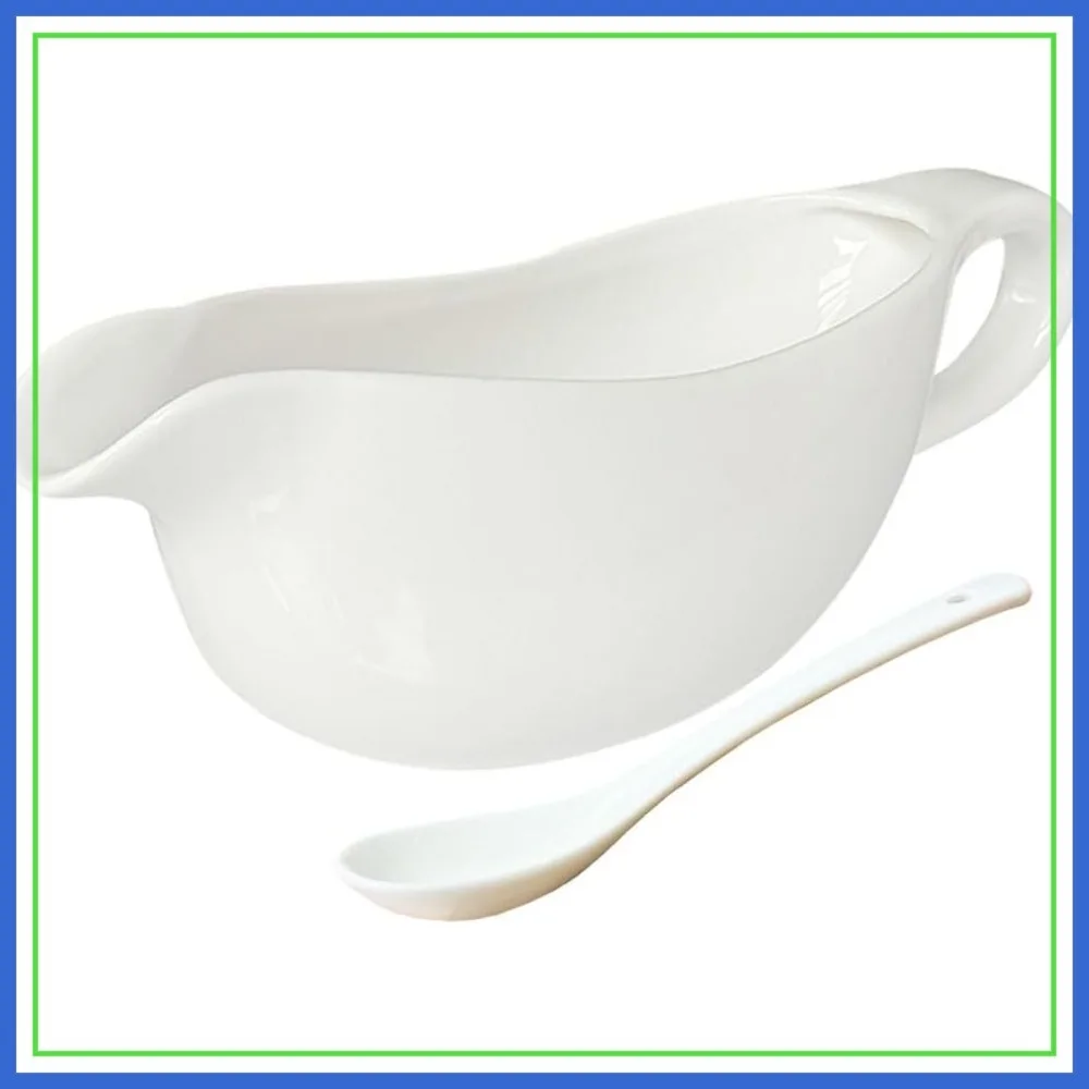 

20 OZ Gravy Boat with Spoon - Perfect for Gravy, Sauces, Syrups, Salad Dressings, Creamer, Broth, and More
