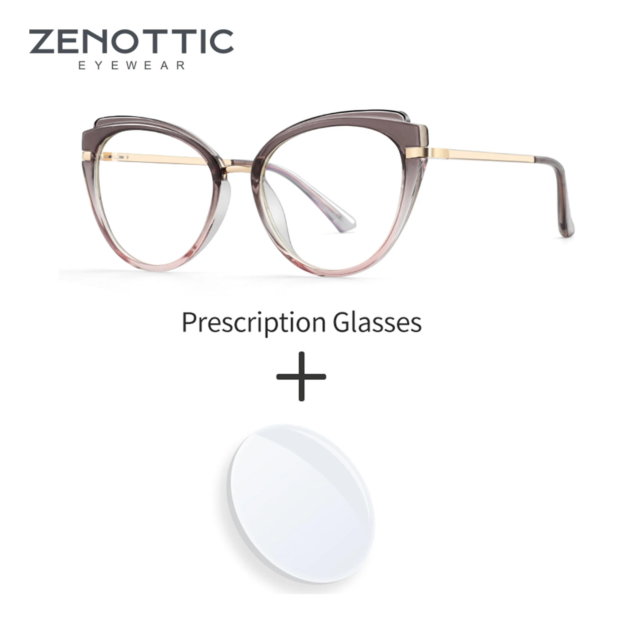 

ZENOTTIC Popular Acetate Cat Eye Prescription Glasses Women Myopia/Progressive Optical Eyeglasses for Anti Blue Ray Photochromic