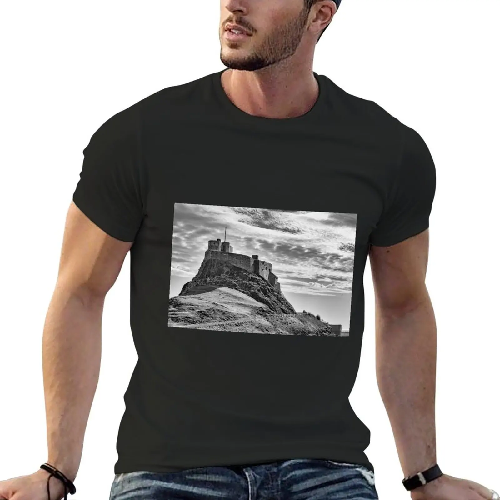 

Lindisfarne Castle on Holy Island T-Shirt tees oversized blue archive luxury clothes men