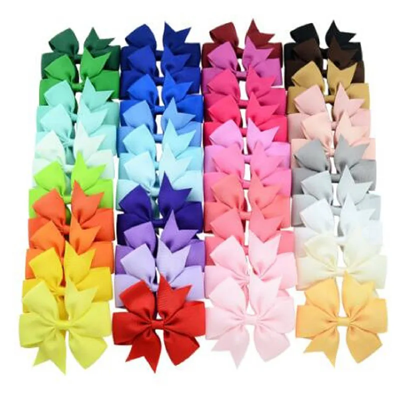 10Pcs/lot 3'' Bows Hair Clips For Kids Girls Cute Solid Grosgrain Ribbon Hair Pin Child Headwear DIY Hair Accessories Wholesale