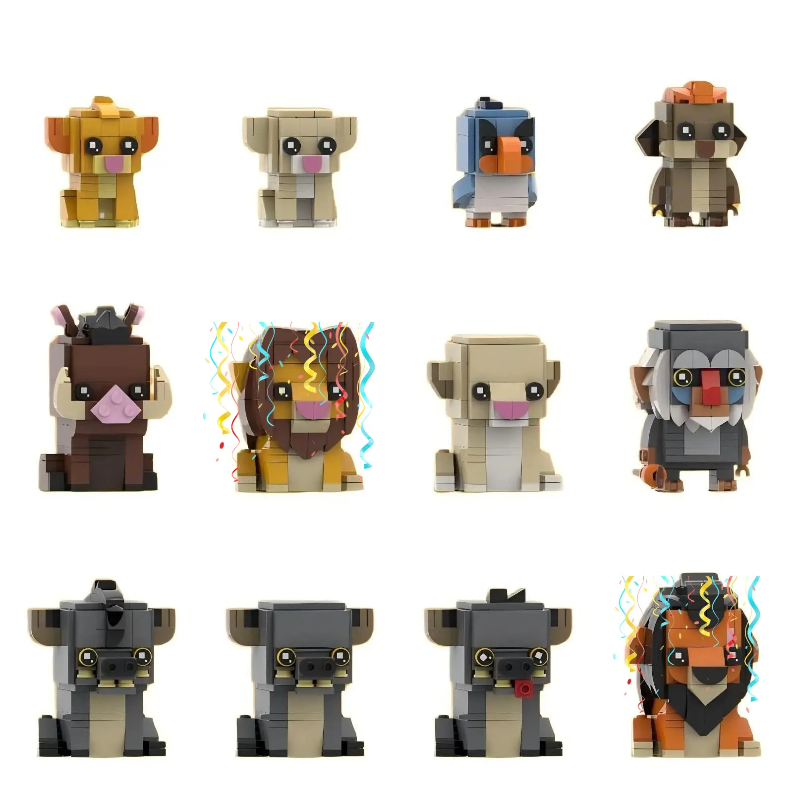 Cartoon-Tier, der Löwenherr, Bausteine, MOC, animierter Charakter, Wolf, Vogel, Kuh, niedliches Modell, DIY-Spielzeug für Kinder, Geburtstagsgeschenke. – Detail 1
