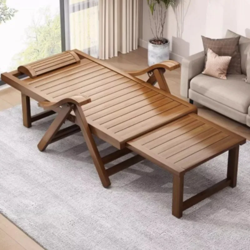 

Minimalist Bamboo Reclining Chair, Foldable Nap Chair, Adjustable Backrest for Elderly, Relaxing Lounge Chair for Balcony