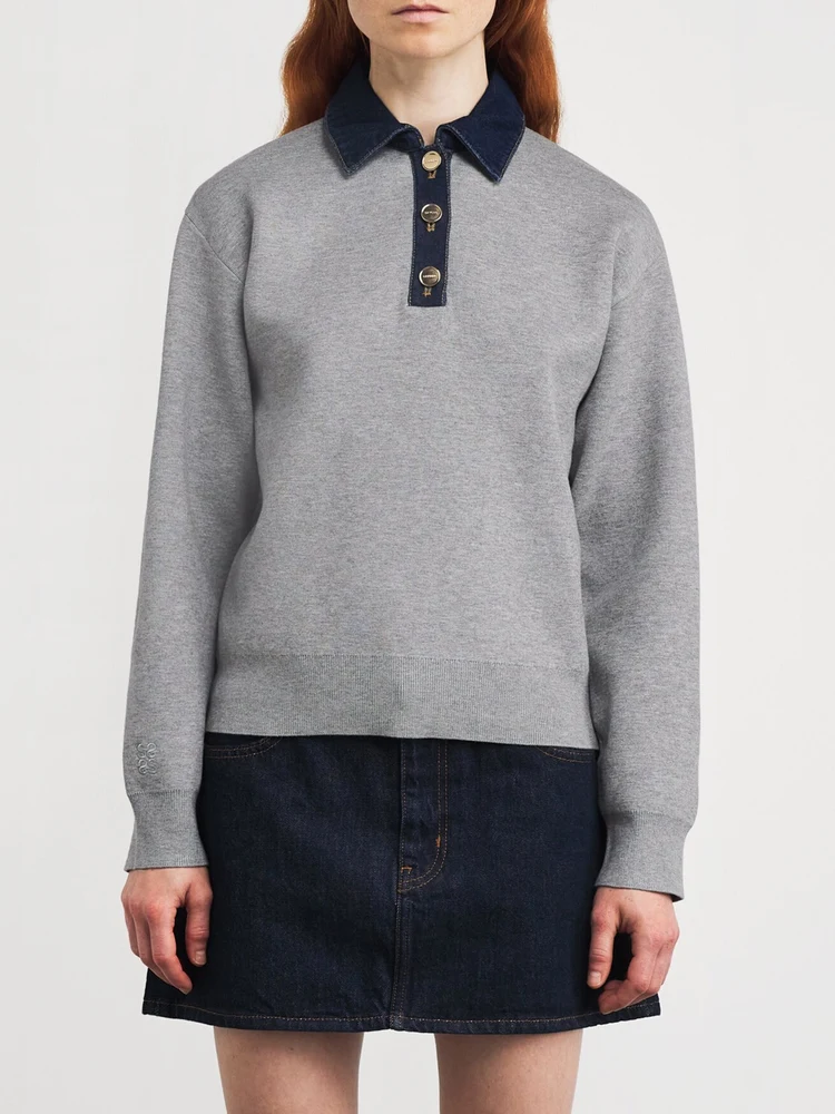 

Lazy Sle Women's Knitted Ne Pullover Denim irt Casual Loose Fit Long Sve Autumn 2025 Faion Ladies Top