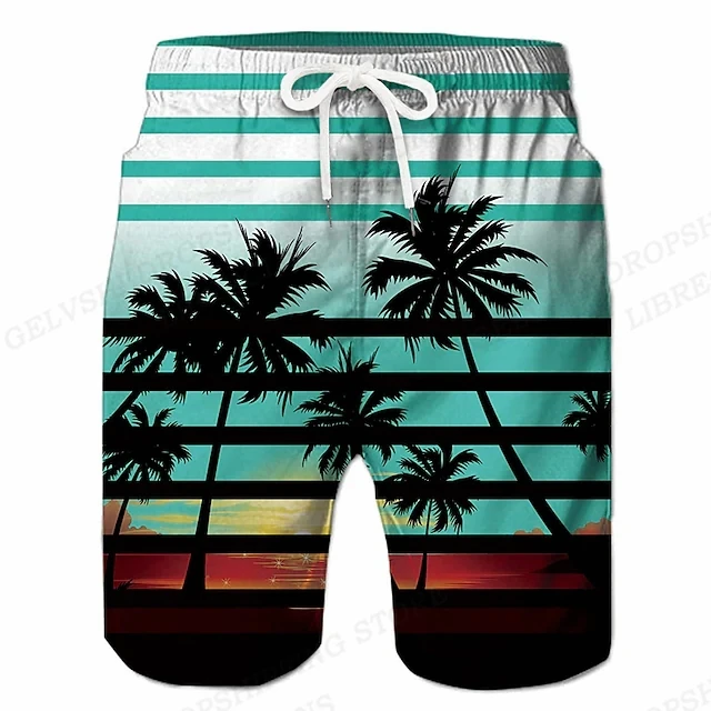 Men\'s Swimming Shorts Coconut Tree 3d Surfing Board Short Kids Beach Shorts Men Trunk Masculina Swim Trunks Sportwear Briefs Boy