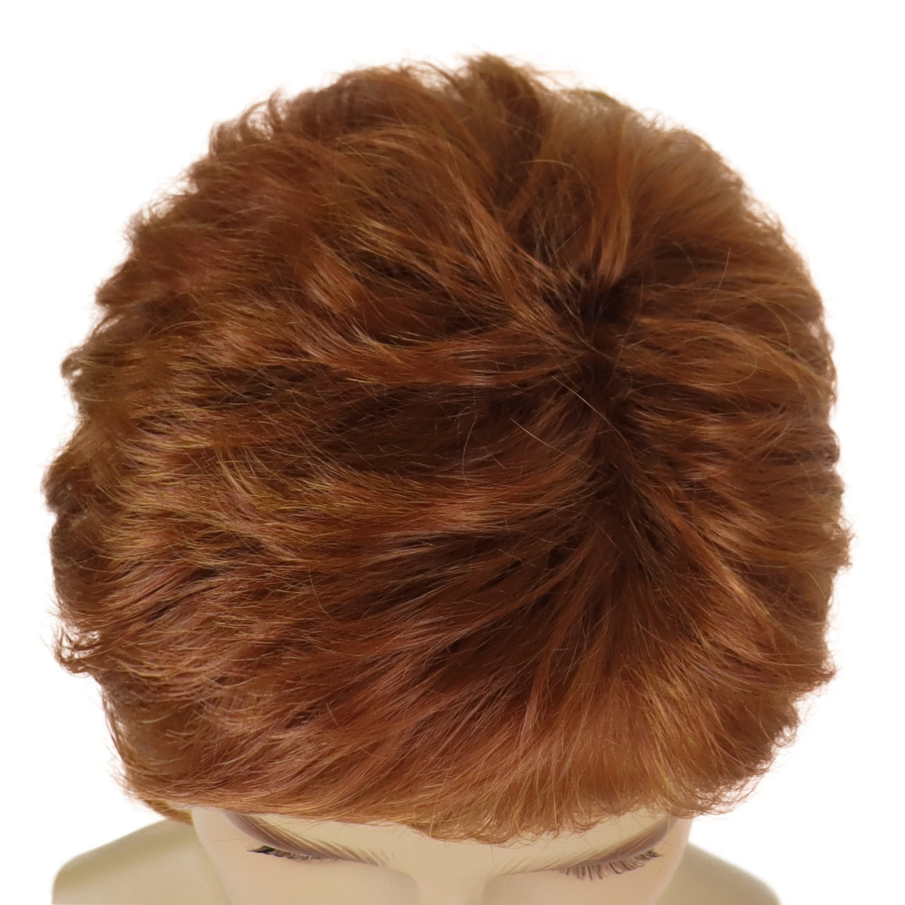 Synthetic Men's Short Pixie Cut Wig Auburn Red Brown Wig with Bangs Natural Layered Wig Stylish Daily Cosplay Costume Halloween