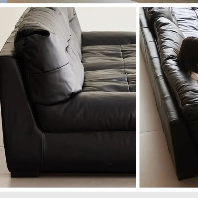 All leather sofa, living room small apartment light luxury first layer cowhide modern simple cloud sofa, benzene