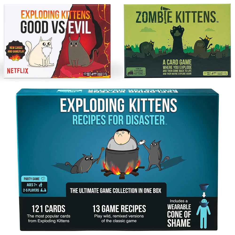 Exploding Kittens Card Game Complete Collection Power Hungry Pets Escalated Quickly Mantis Grab Barking Zombie Kitten NSFW Party