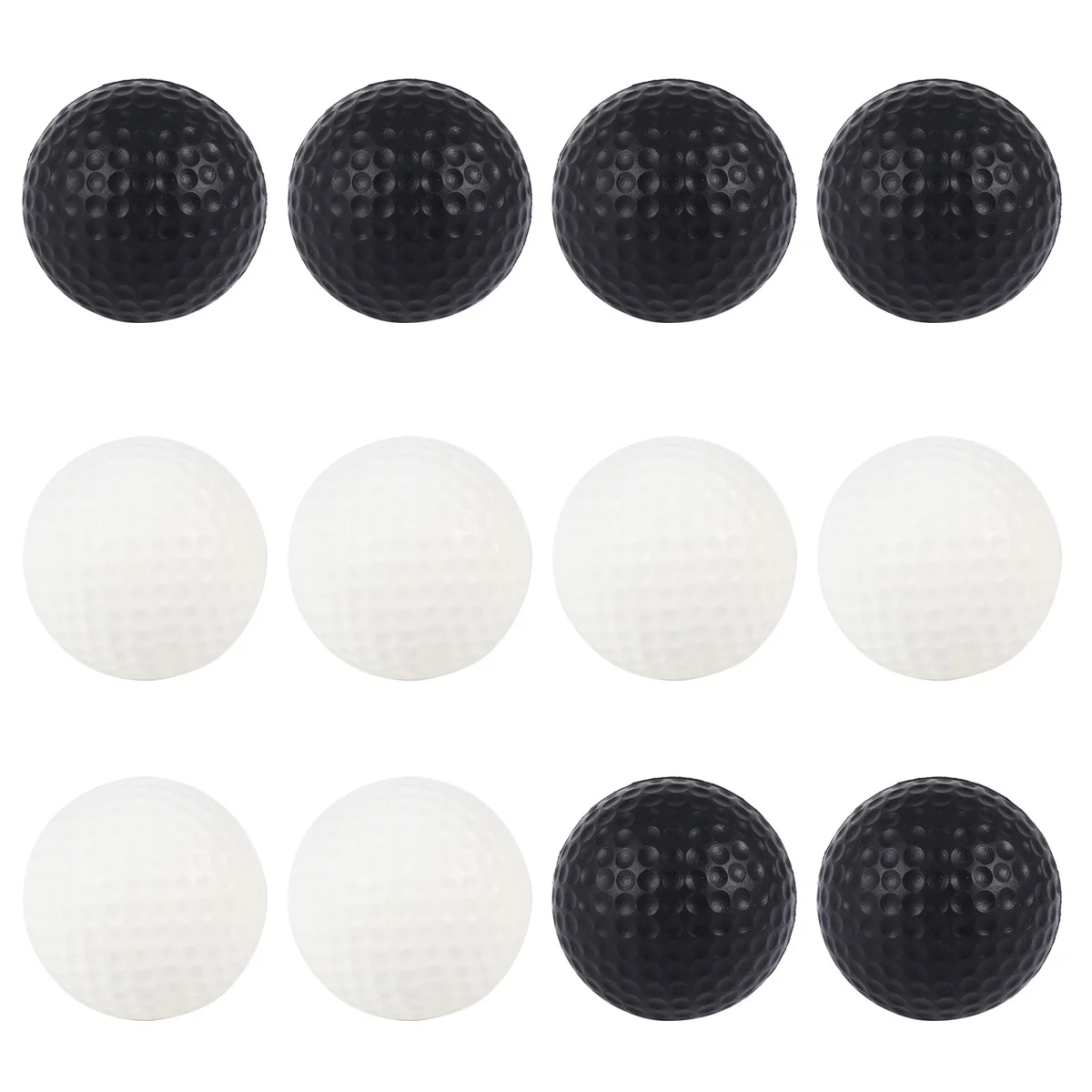 12pcs Children Plastic Toys Sports Elastic PU Balls Mini for Training Practice (White, Black)