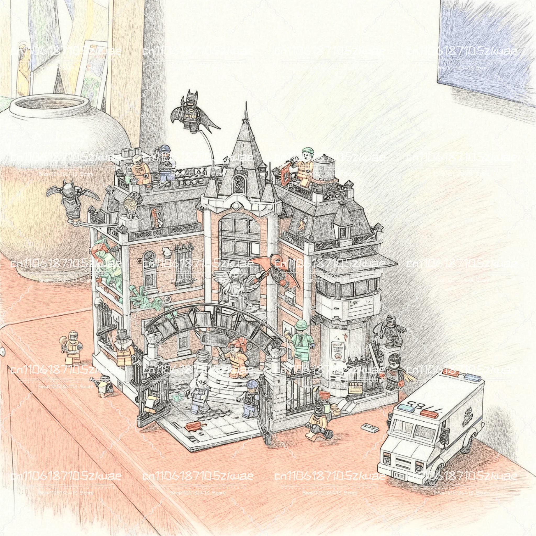 

2026 НОВЫЙ MOC психиатрическая больница, город, вид на улицу, модель головоломки, сделай сам, креативная сборка, игрушки, детские подарки на день рождения, Рождество