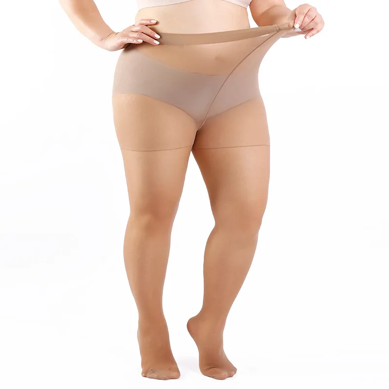 Damen Übergröße 20 Denier Transparente Strumpfhose mit Hoher Taille, Nylon-Strumpfhose, Superelastisch XL-4XL, Große Größen für Kräftige Damen bis 150kg/330lbs – Detail 6