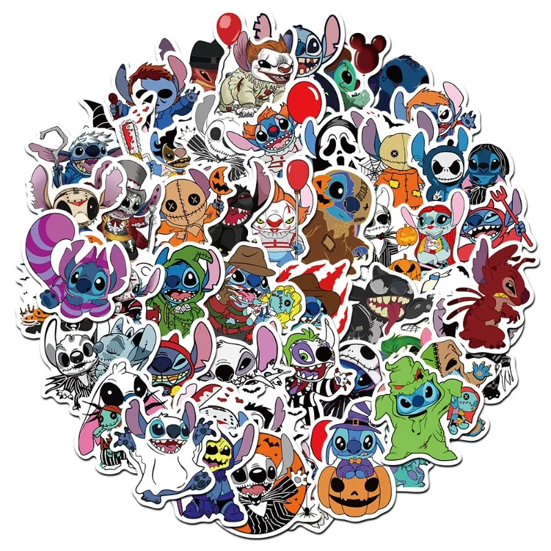 50pcs Crossdressing Horror Stitch Graffiti Sticker Luggage Guitar Scooter Refrigerator Mobile Phone Decoration Sticker