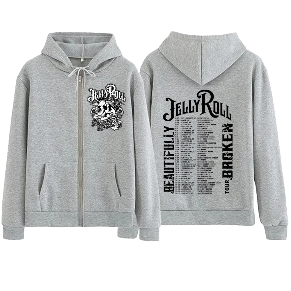 Jelly Roll Hoodie ritsleting rusak indah Pullover Harajuku baju atasan Sweatshirt Streetwear