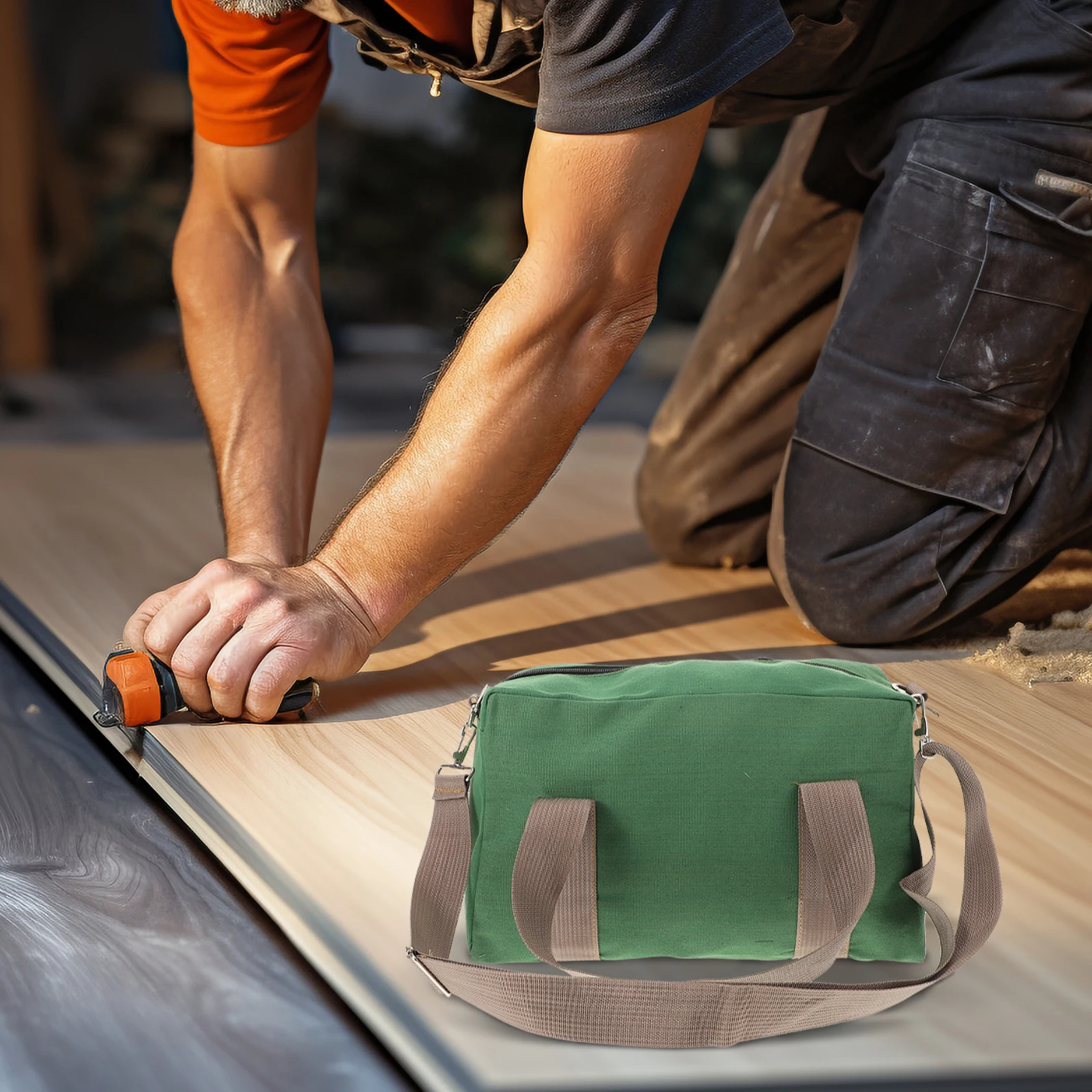 

Thick Multi-Functional Canvas Tool Bag Durable Work Bag Large Capacity Tool Organizer for Electricians Repairs