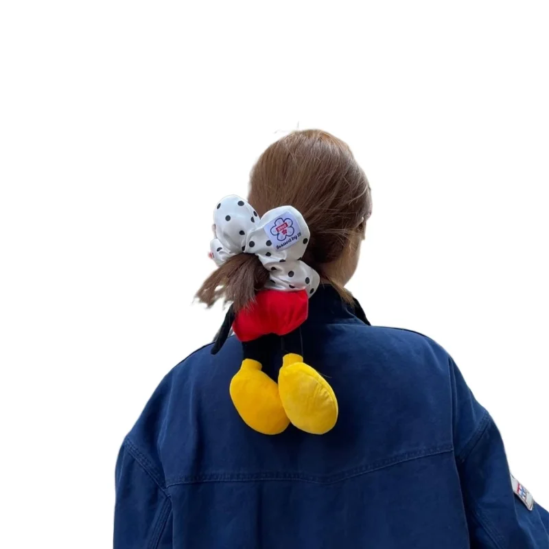 Disney Topolino carino moda peluche fascia per capelli femminile cartone animato bambola a pois Topolino semplice corda per capelli versatile