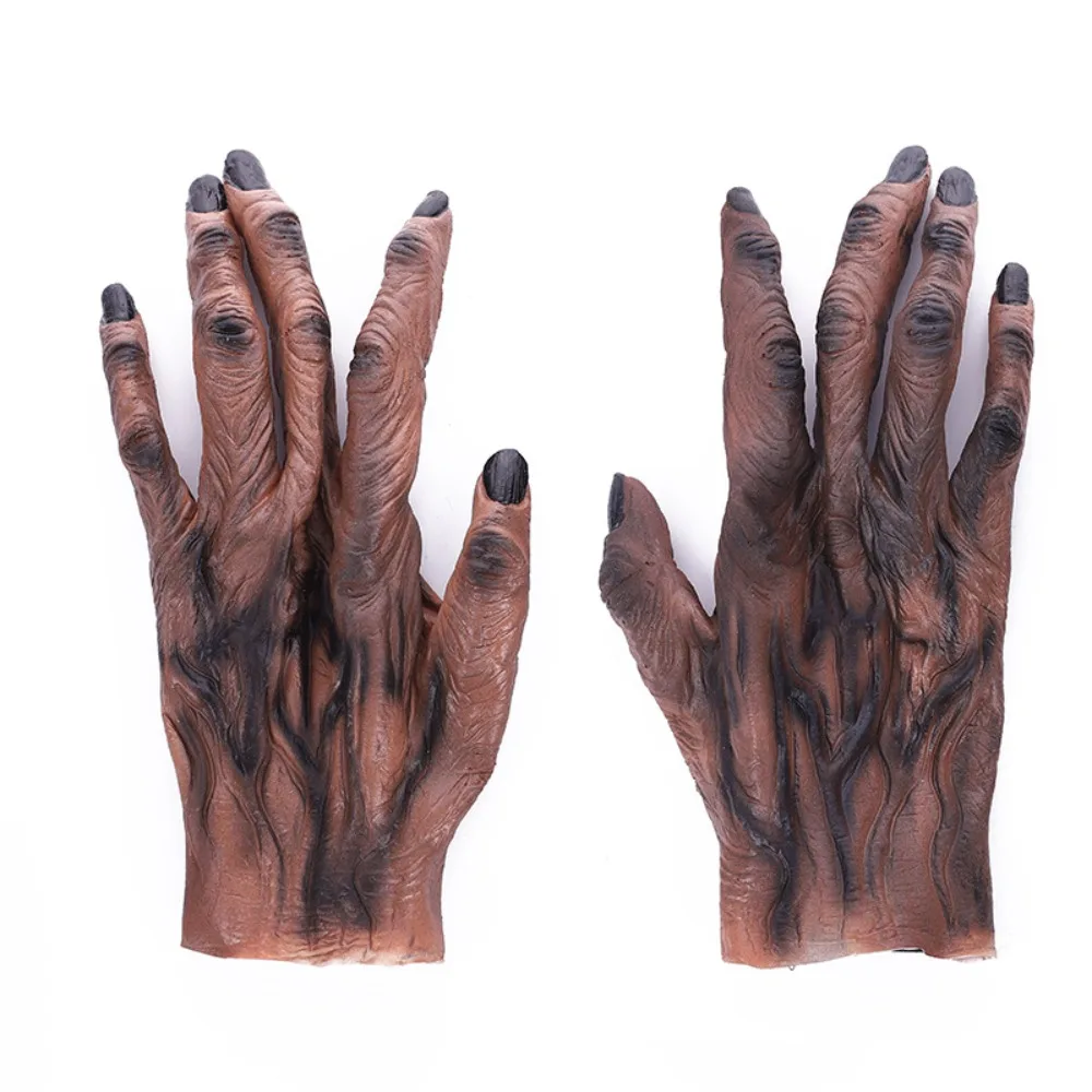 Creative Simulated Halloween Cosplay Gloves Plush Waterproof Werewolf Vinyl Gloves Terrifying Werewolf Makeup Party Props Women