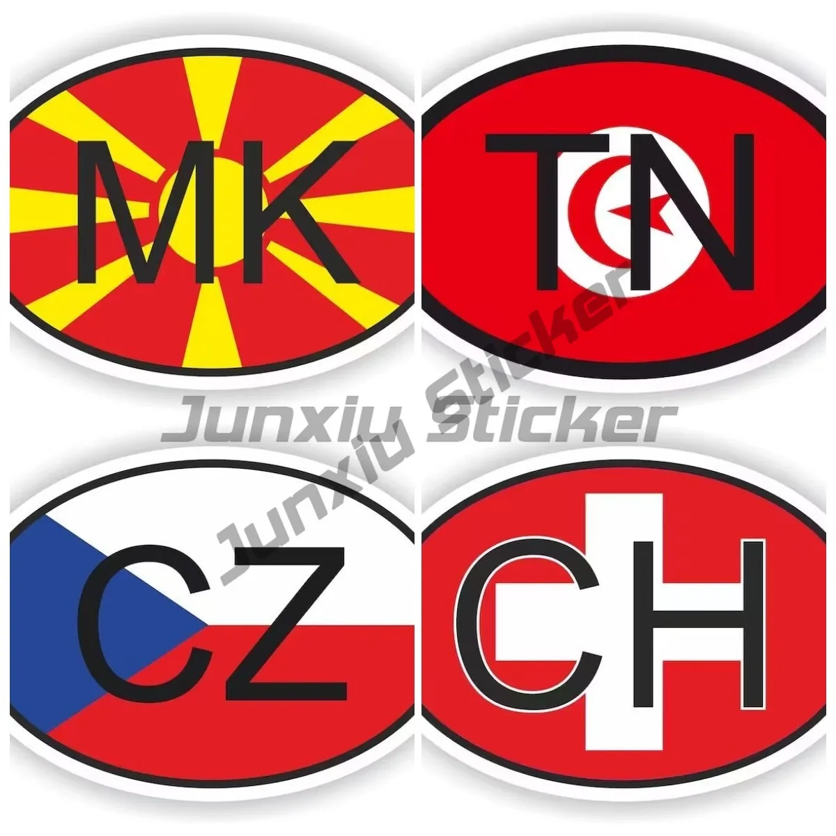 

Oval Flag Code Yugoslavia Mk Tunisia Tunisia TN Czech Republic CZ Switzerland CH Country Code Car Sticker Vinyl Waterproof Decal