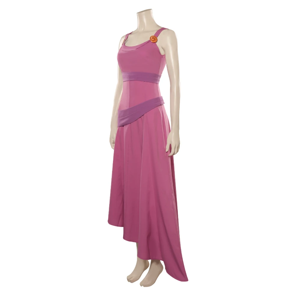 Film Megara Cosplay Kostuum Roze Jurk Riem Vrouwen Meisjes Outfits Fantasia Halloween Carnaval Vermomming Roleplay Pak