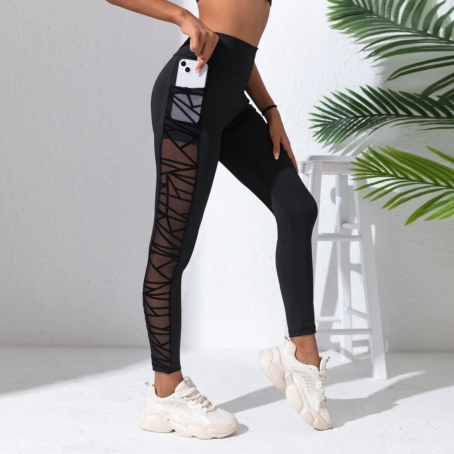 

Yoga Pants Black Leggings Plus Size Mesh Yoga Clothes Sports Fitness Running Pants Women's Gym Sportswear Leggings for Women