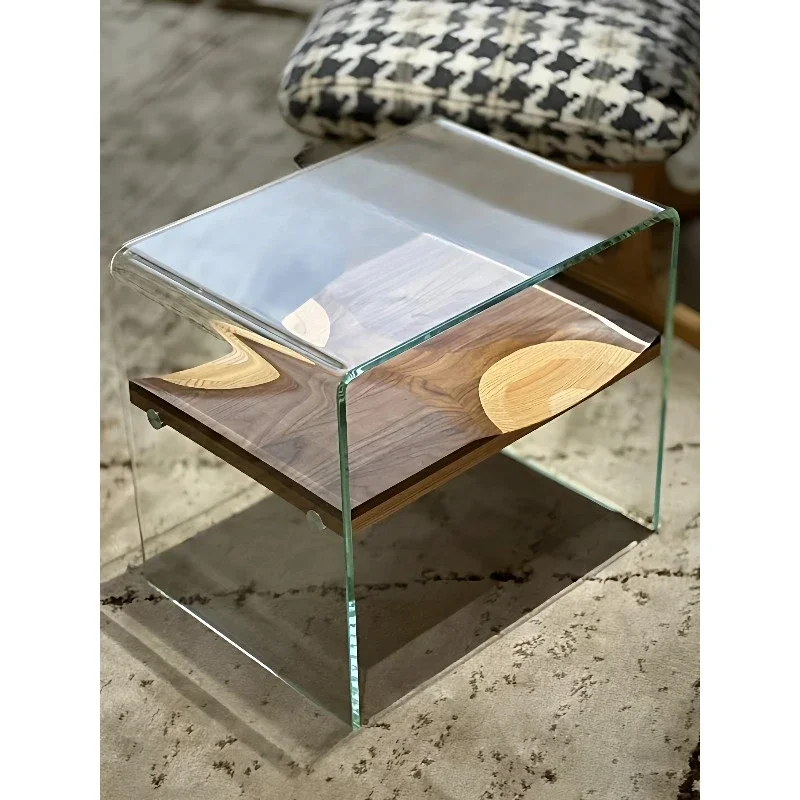

XY Retro Medieval Designer Home Glass Creative Bedroom Bedside Table Hot Sale High-end Side Few