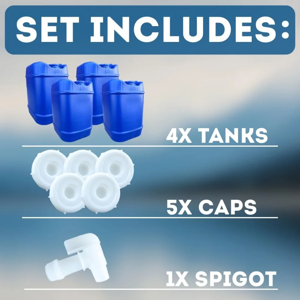 5 Gallon Stackable Water Containers with Lids & Spigot - Emergency Survival Supply