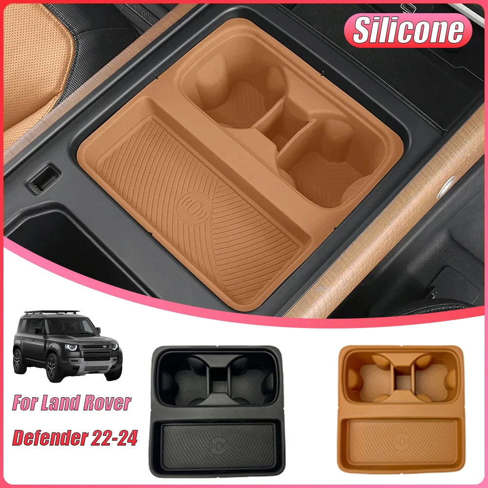 

Modified Central Control Wireless Water Cup Holder Silicone Non-slip Storage Pad for Land Rover Defender 22-24 110/90