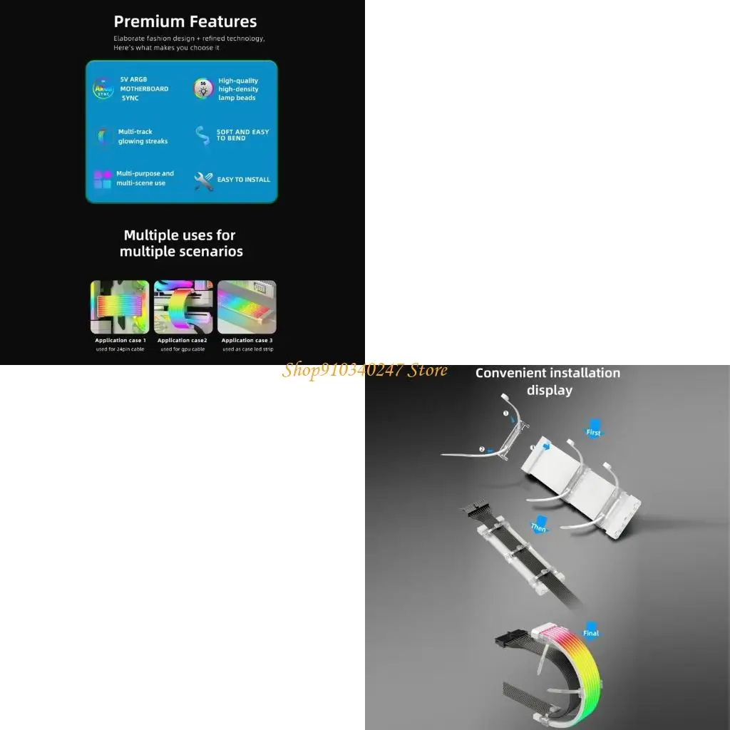 

Q22A Легкая установка 8Pin ARGB GPU Cable Soft Light Strips для корпуса компьютера