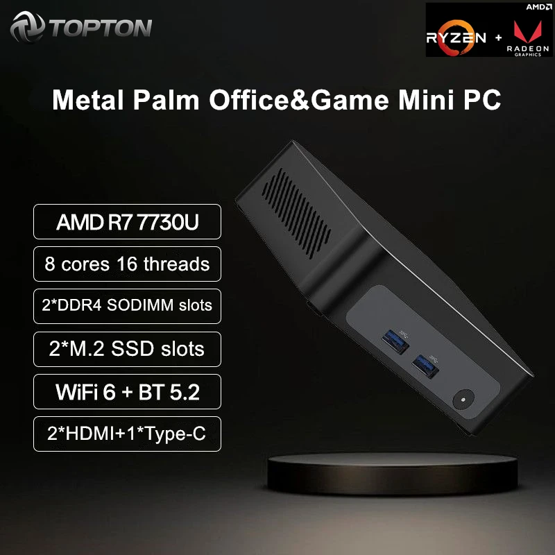 Topton Mini PC AMD Ryzen 7 7730U 16GB 512GB NVMe